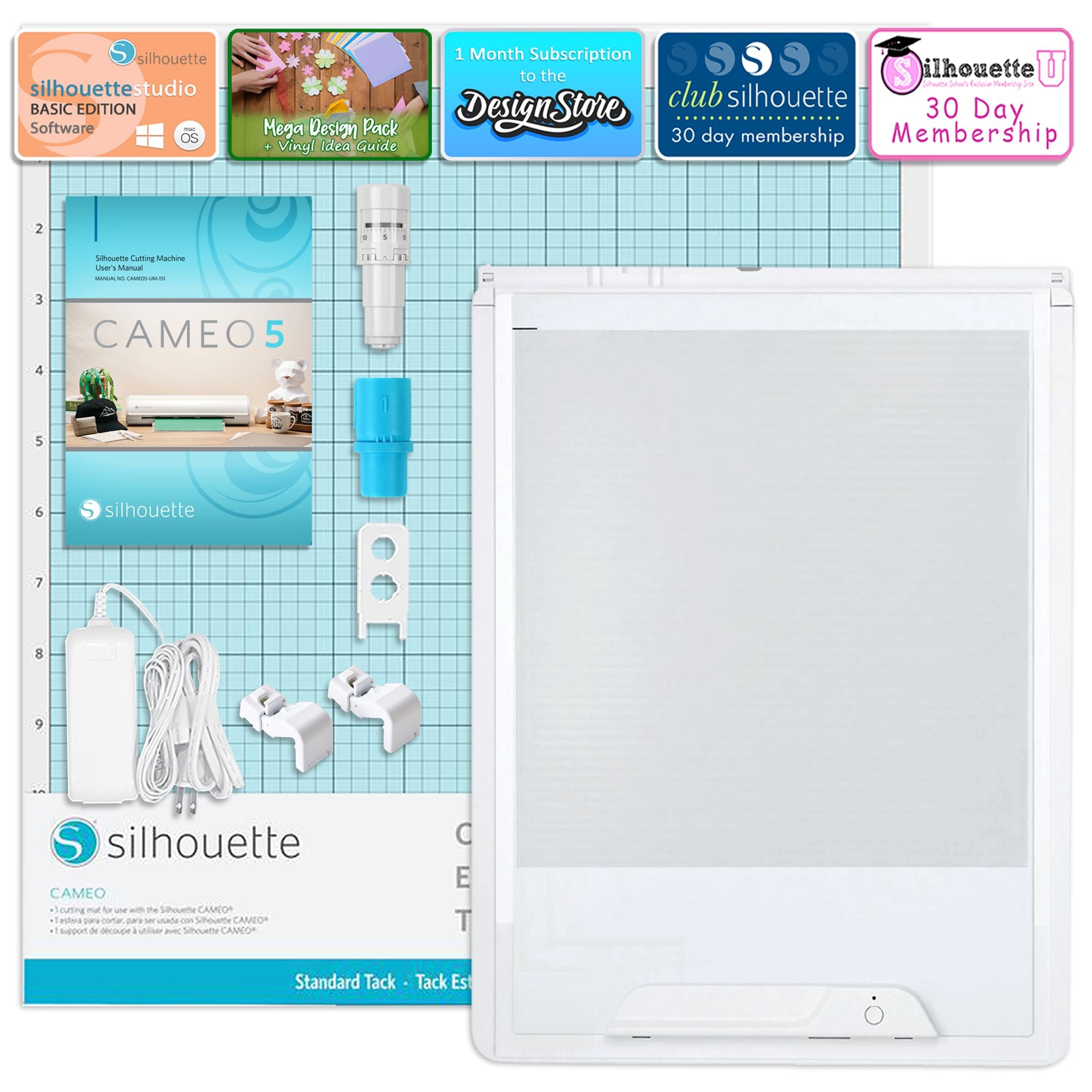 Silhouette White Cameo 5α Alpha with Electrostatic Grip Mat Attachment Silhouette Bundle Silhouette 
