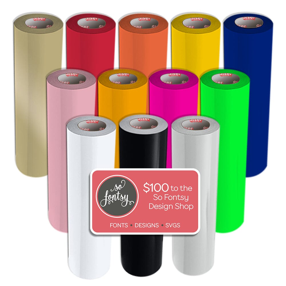 Siser Easyweed Heat Transfer 12 Roll Bundle with Designs - 15" x 3 ft Rolls Siser Heat Transfer Siser 