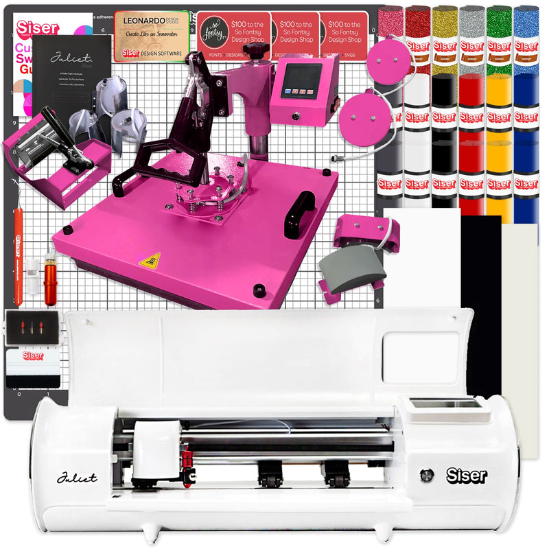 Siser Juliet Deluxe Easyweed Heat Transfer (HTV) Bundle w/ 8-in-1 Heat Press