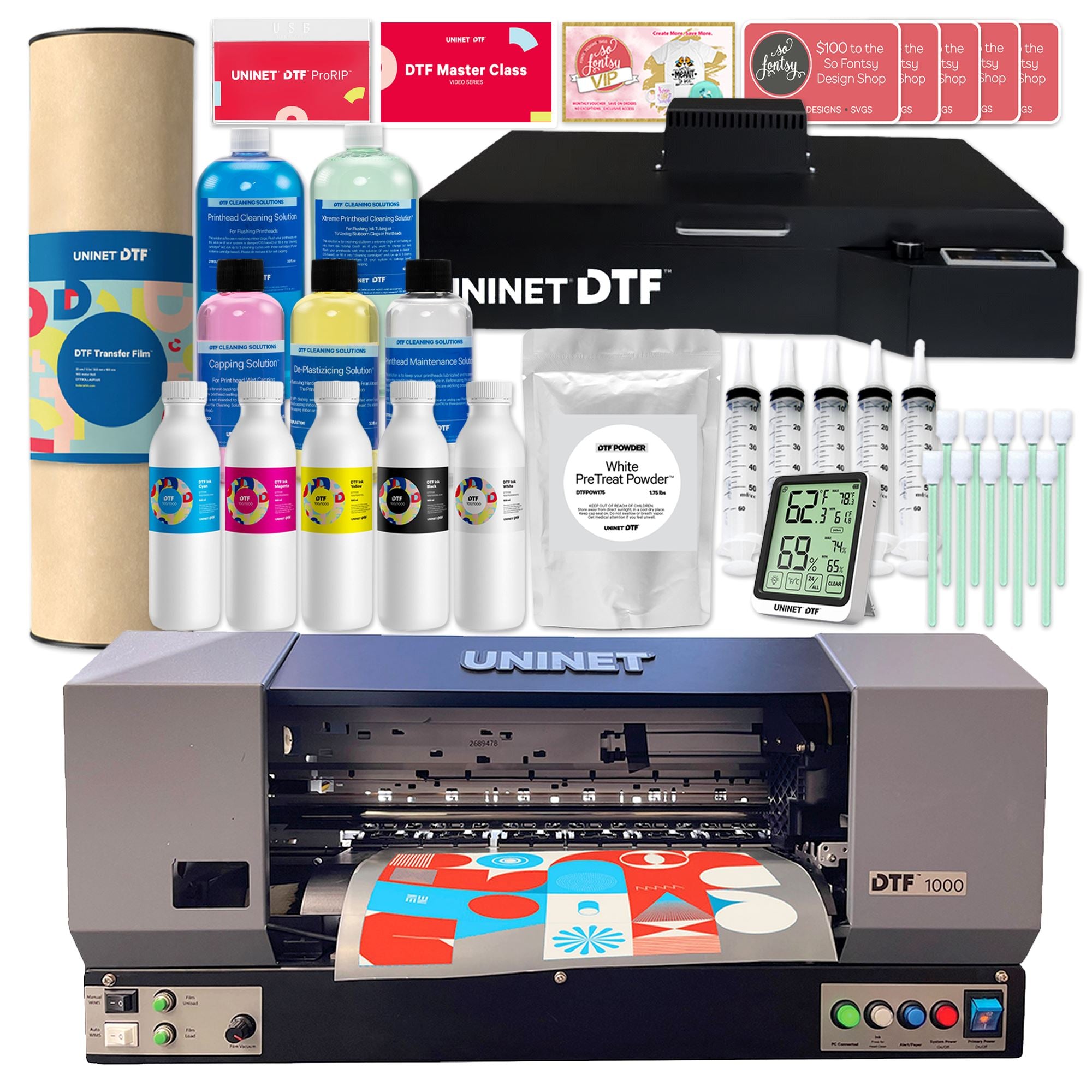Uninet 1000 Direct To Film (DTF) 13" Printer & Training w/ A3+ Oven w/ Purifier DTF Bundles UniNET 