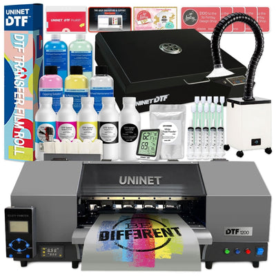 Uninet 1200 Dual Head 13" DTF Printer w/ Training 13" x 19" Curing Oven, Filter - Swing Design1