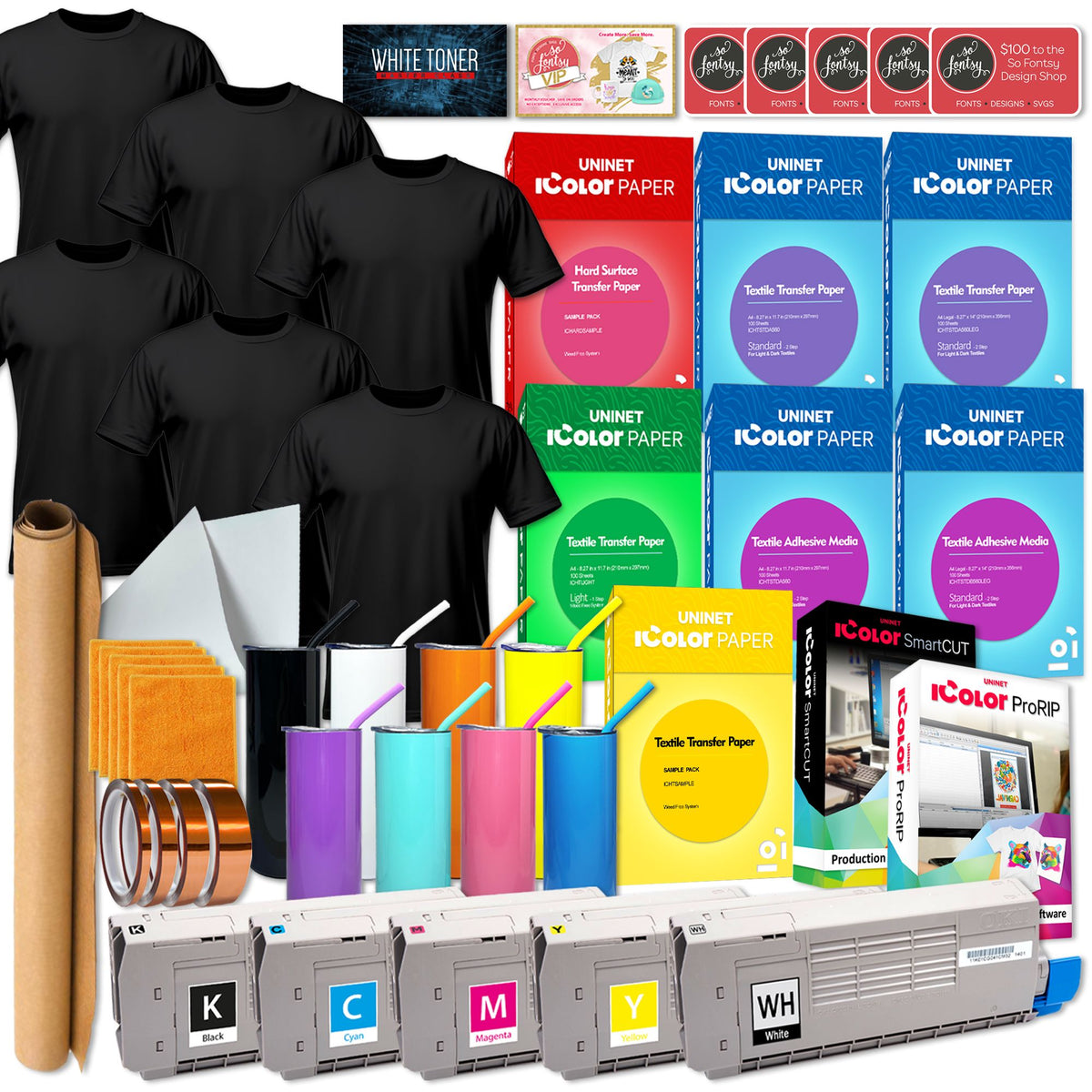 Uninet IColor 560 White Toner Printer Business Bundle w/ Media, $1044 Software Uninet Bundle UniNET 