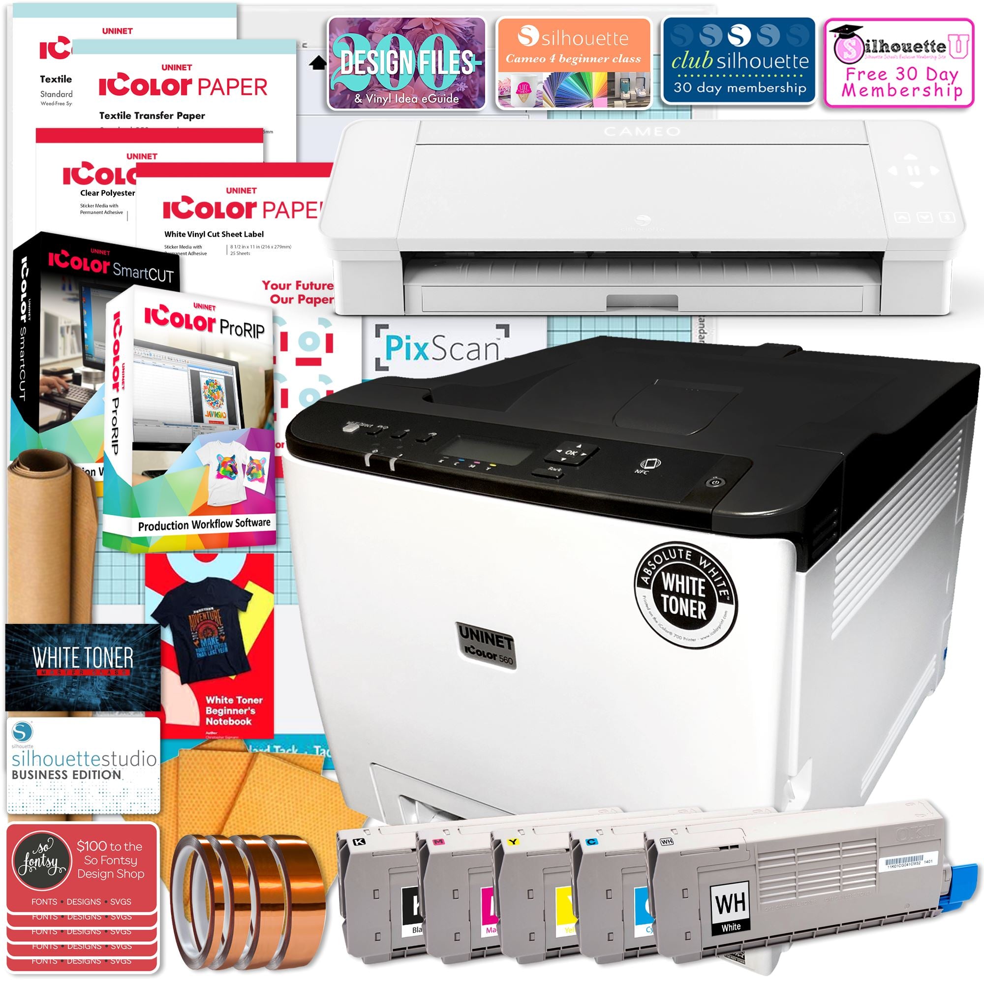 Uninet iColor 250 I Print & Cut Label and Sticker Maker Base Bundle