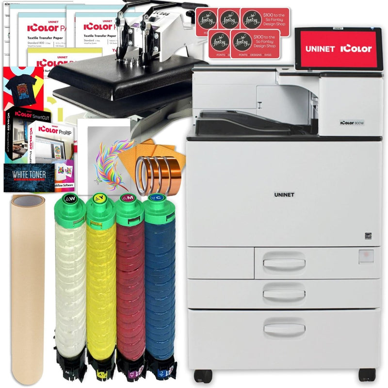 Uninet IColor 800W PRO Bundle w/ Geo Knight Heat Press, Media & $1044 Software - Swing Design1