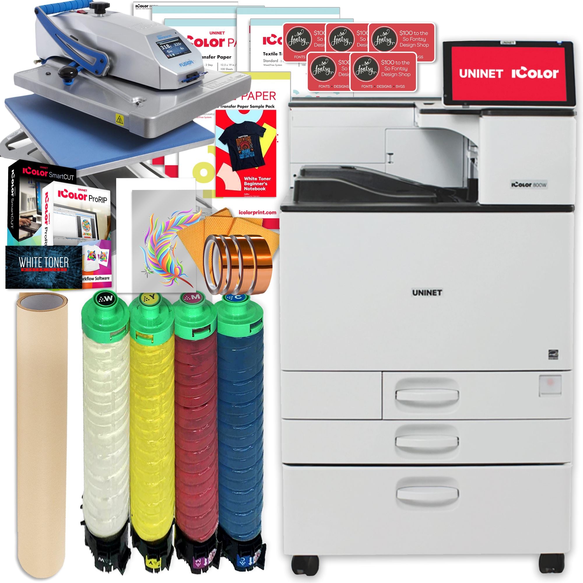 Uninet IColor 800W PRO Bundle w/ Hotronix Heat Press, Media & $1044 Software Uninet Bundle UniNET 