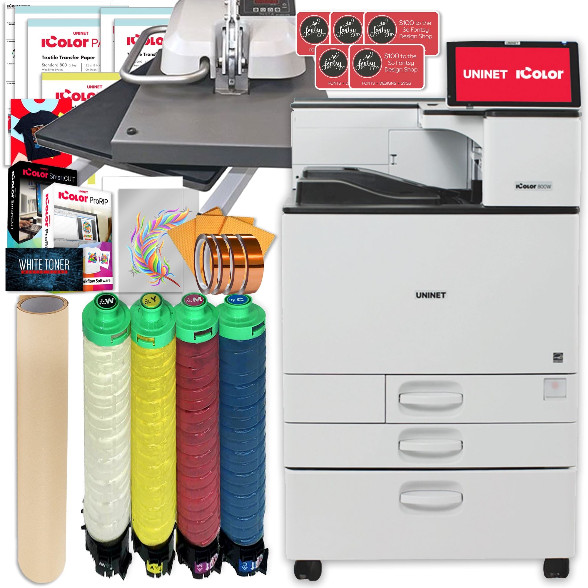 Uninet iColor 250 I Print & Cut Label and Sticker Maker Base Bundle