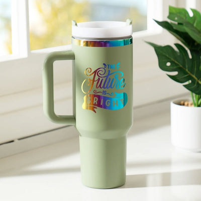xTool 40oz Army Green to Iridescent Tumbler w/ Removable Handle - 6 Pack - Swing Design5
