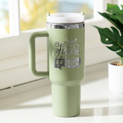 xTool 40oz Army Green to Silver Tumbler w/ Removable Handle - 6 Pack - Swing Design6
