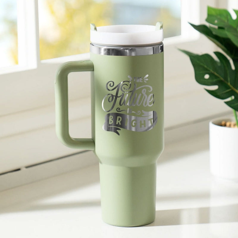 xTool 40oz Army Green to Silver Tumbler w/ Removable Handle - 6 Pack - Swing Design6