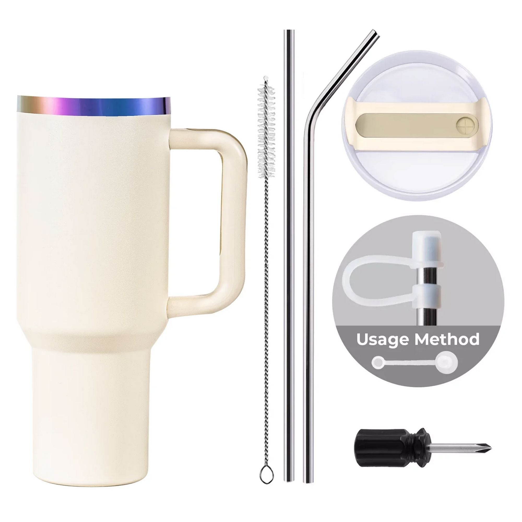 xTool 40oz Cream to Iridescent Stainless Steel Tumbler | Swing Design