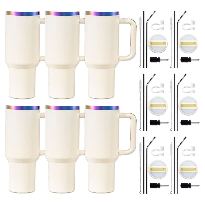 xTool 40oz Cream to Iridescent Tumbler w/ Removable Handle - 6 Pack - Swing Design1