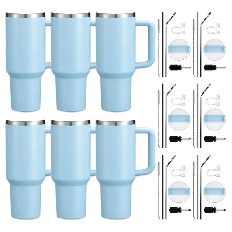 xTool 40oz Pastel Blue to Silver Tumbler w/ Removable Handle - 6 Pack - Swing Design1