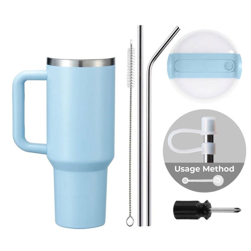 xTool 40oz Pastel Blue to Silver Tumbler w/ Removable Handle - 6 Pack - Swing Design3