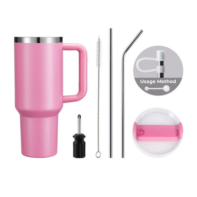 xTool 40oz Peony Pink to Silver Tumbler w/ Removable Handle - 6 Pack - Swing Design3