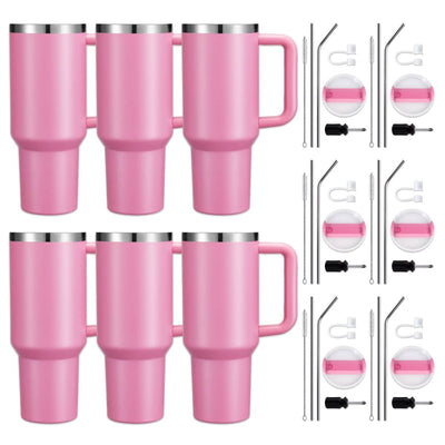 xTool 40oz Peony Pink to Silver Tumbler w/ Removable Handle - 6 Pack - Swing Design1