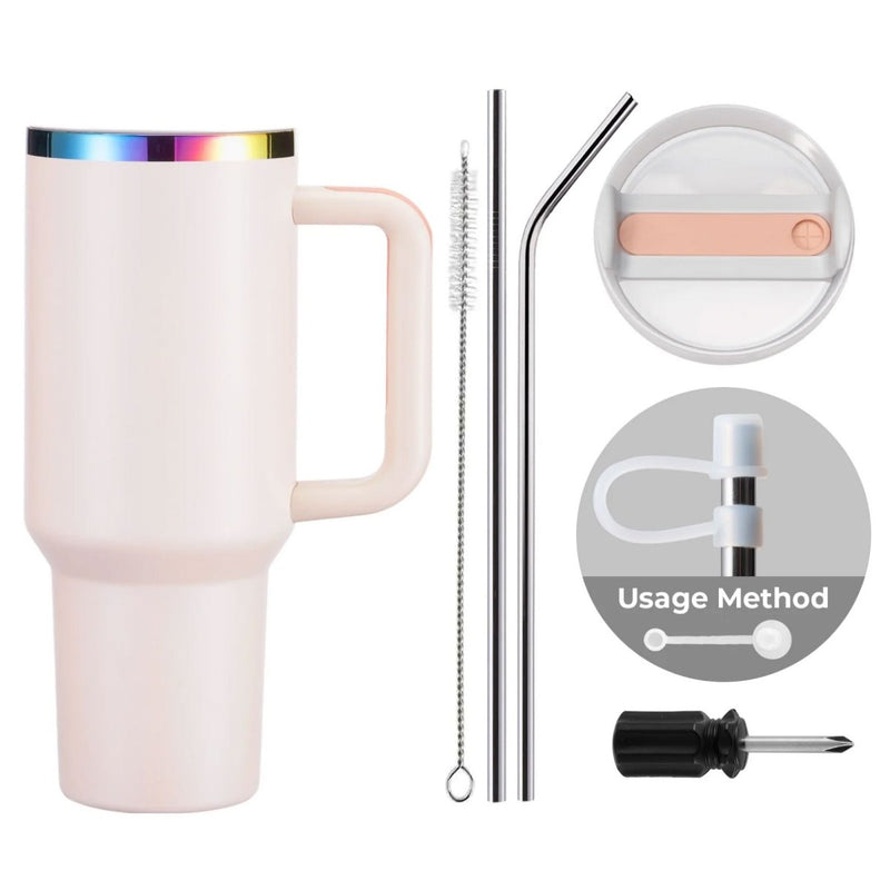 xTool 40oz Pink to Iridescent Tumbler w/ Removable Handle - 6 Pack - Swing Design3