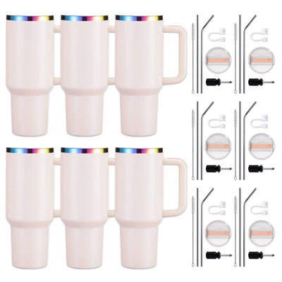 xTool 40oz Pink to Iridescent Tumbler w/ Removable Handle - 6 Pack - Swing Design1