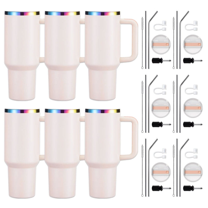 xTool 40oz Pink to Iridescent Tumbler w/ Removable Handle - 6 Pack - Swing Design1