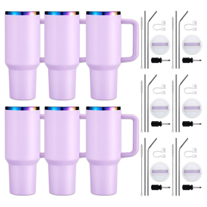 xTool 40oz Purple to Iridescent Tumbler w/ Removable Handle - 6 Pack - Swing Design1