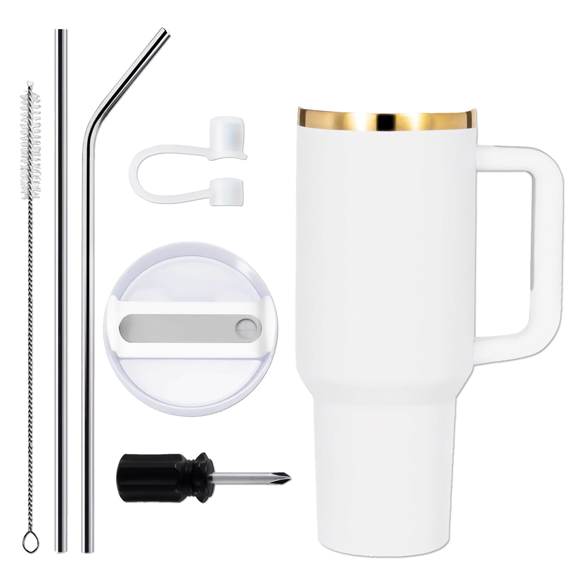 xTool 40oz White to Gold Stainless Steel Tumbler | Swing Design
