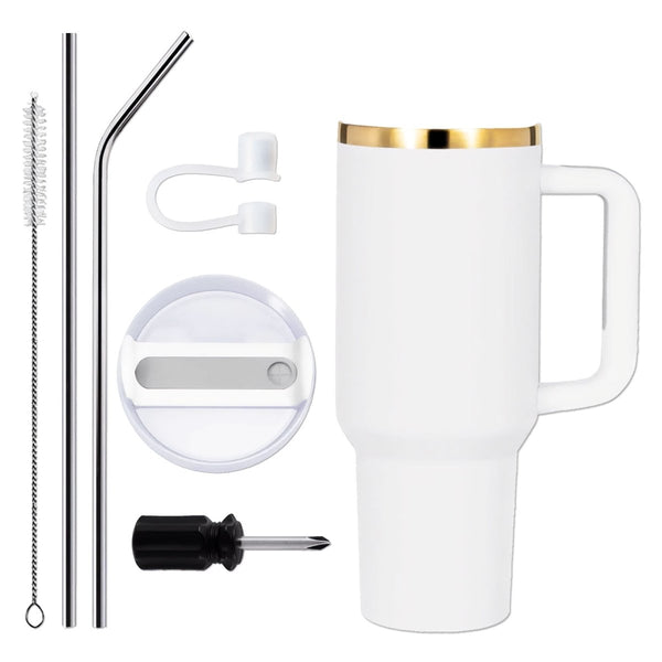 xTool 40oz White to Gold Stainless Steel Tumbler | Swing Design