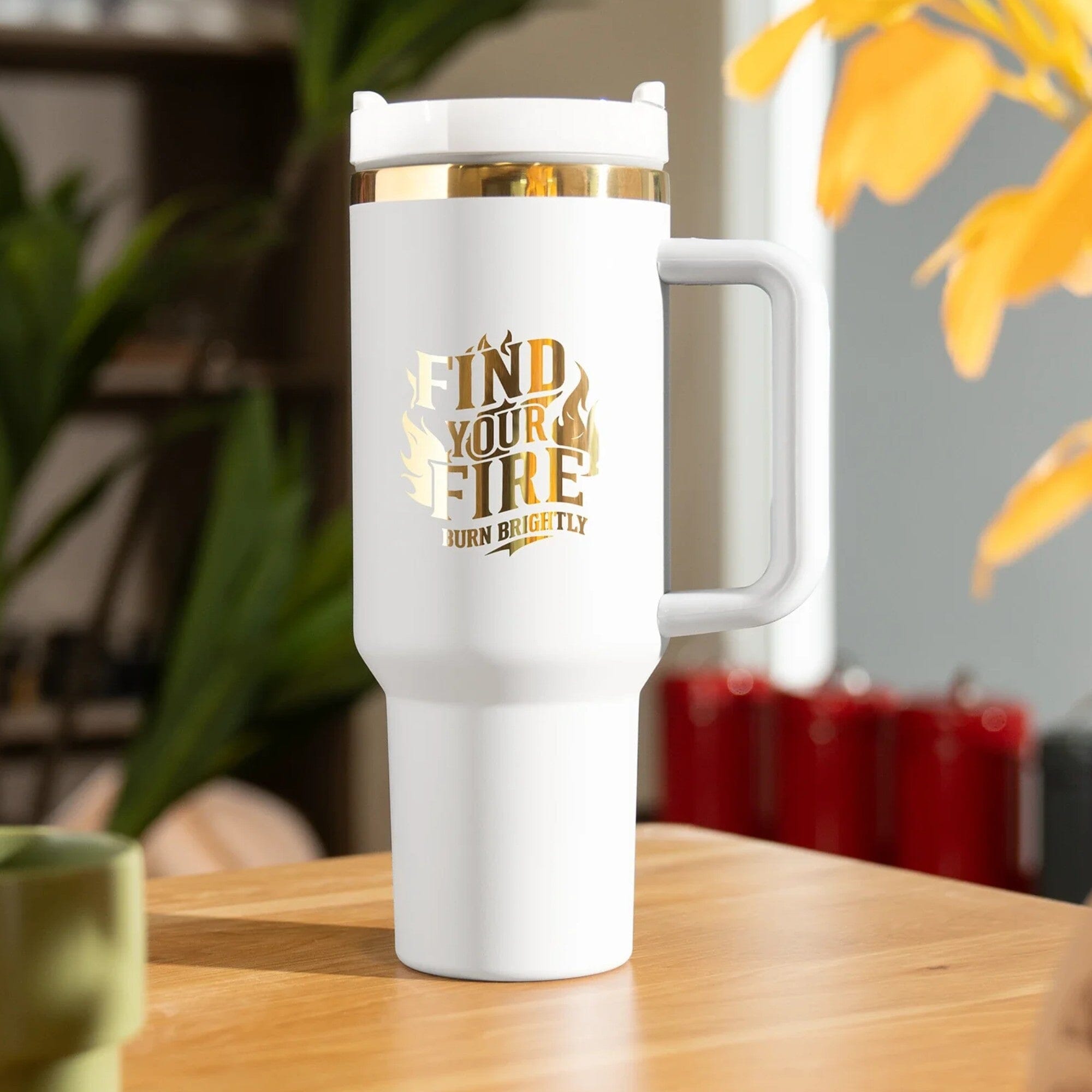 xTool 40oz White to Gold Stainless Steel Tumbler | Swing Design