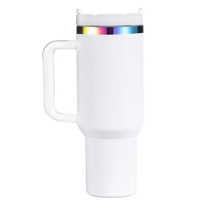 xTool 40oz White/Iridescent Stainless Steel Tumbler w/ Removable Handle - 6 Pack - Swing Design3