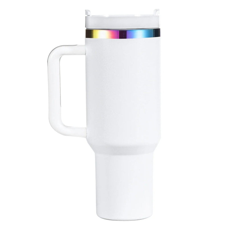xTool 40oz White/Iridescent Stainless Steel Tumbler w/ Removable Handle - 6 Pack - Swing Design3