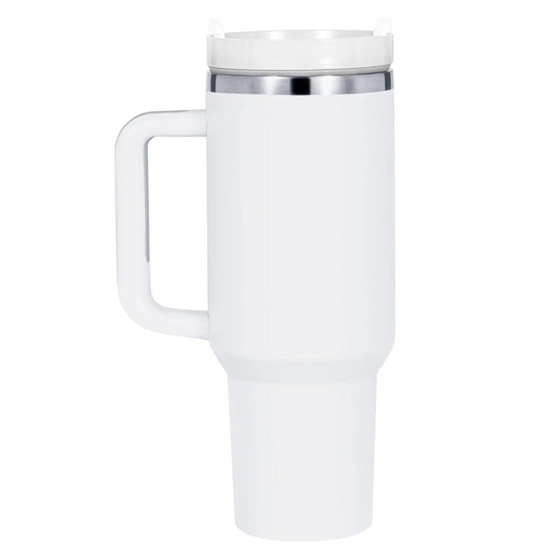 xTool 40oz White to Silver Stainless Steel Tumbler w/ Removable Handle - 6 Pack - Swing Design3