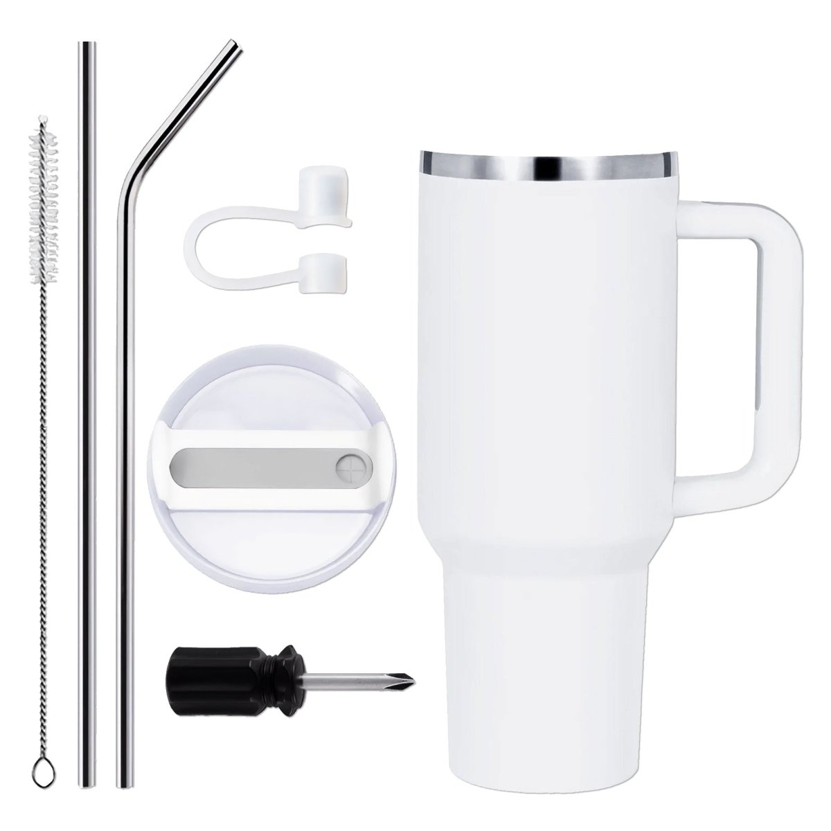 xTool 40oz White to Silver Stainless Steel Tumbler | Swing Design