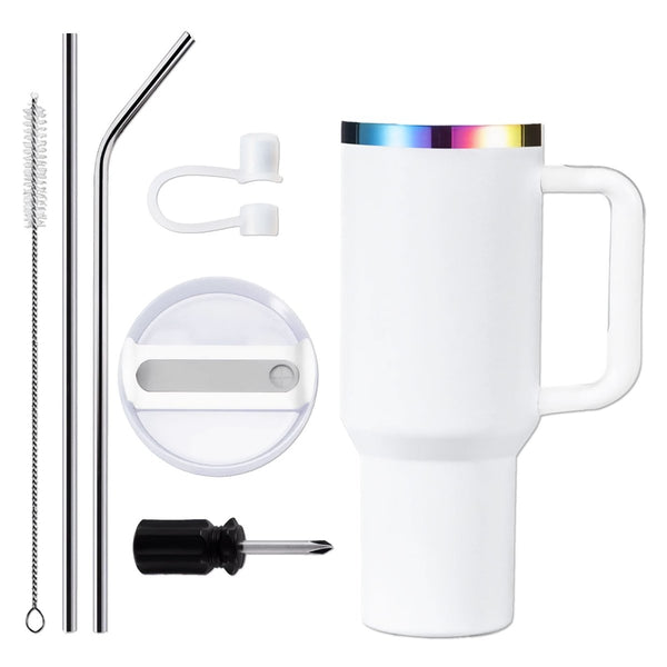 xTool 40oz White to Iridescent Stainless Steel Tumbler | Swing Design