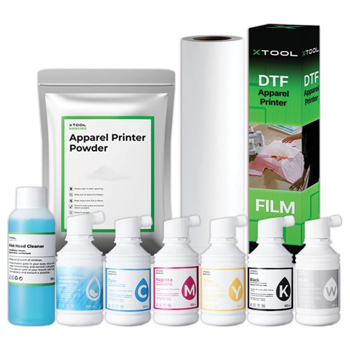 xTool DTF Apparel Printer Inks, DTF Film & Powder | Swing Design