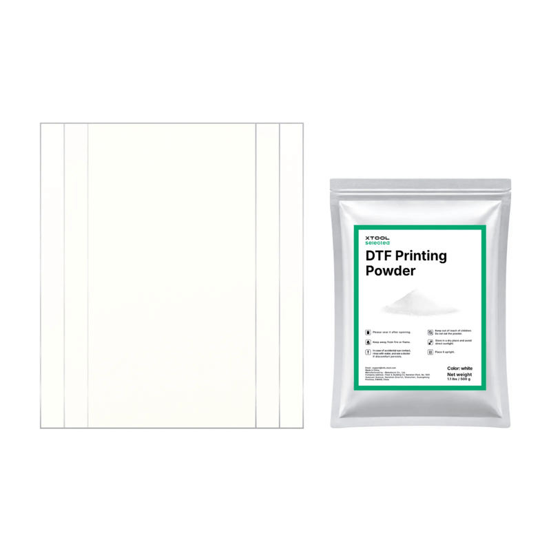 xTool DTF Film Sheets & Adhesive Powder Set for O1 Omni Printer - 50 count, 500g Swing Design 1