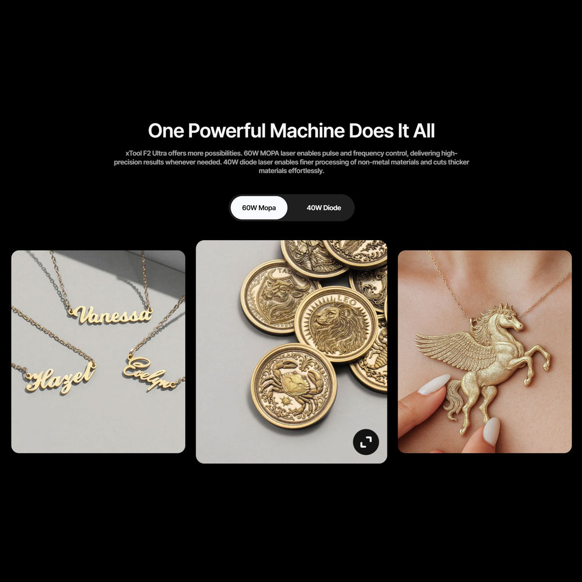 xTool F2 Ultra 60W MOPA &amp; 40W Diode Laser Engraver with Conveyor System Laser Engraver xTool 