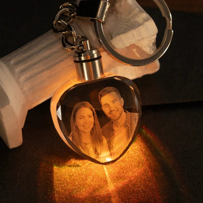 xTool F2 Ultra UV Multicolored LED K5 Crystal Heart Keychain - 10 Pack - Swing Design3