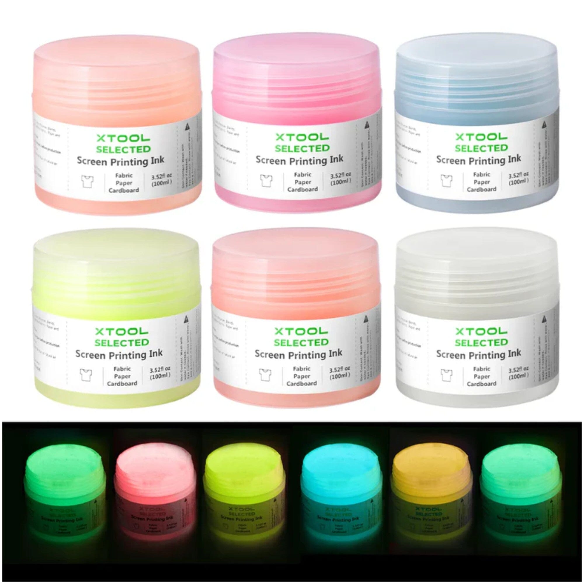 xTool Glow In The Dark Screen Printing Ink Set - 6 Colors Laser Engraver Accessories xTool 