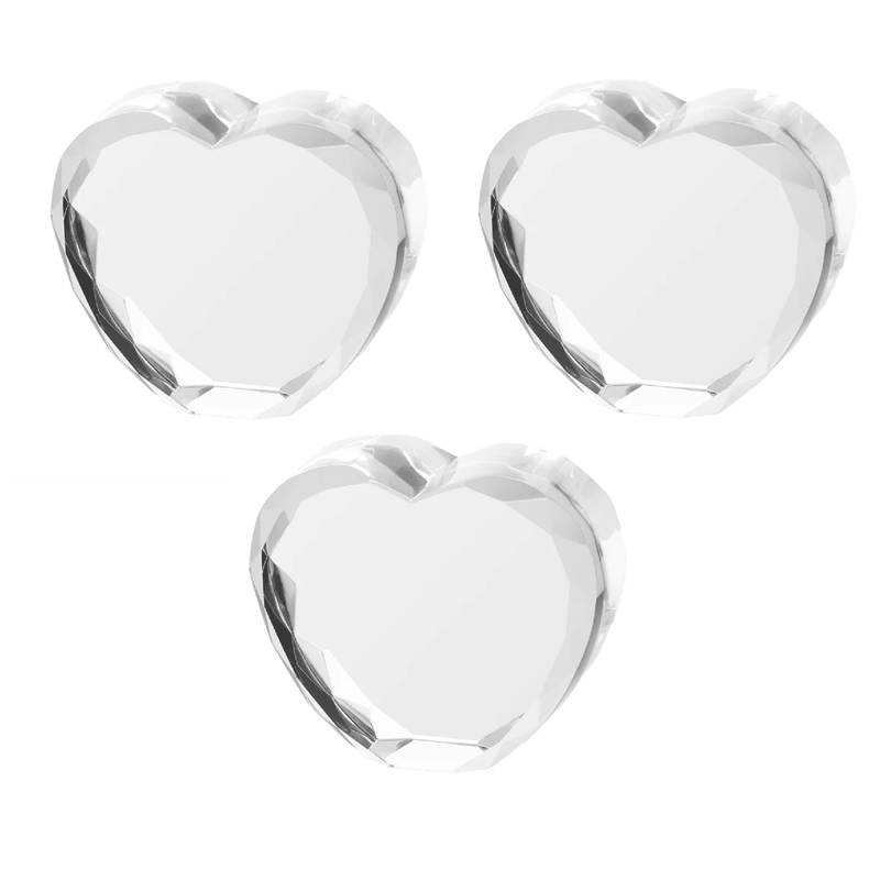 xTool K9 Beveled Faceted Heart-Shaped Crystal For F2 Ultra UV Laser - 3 Pack - Swing Design
