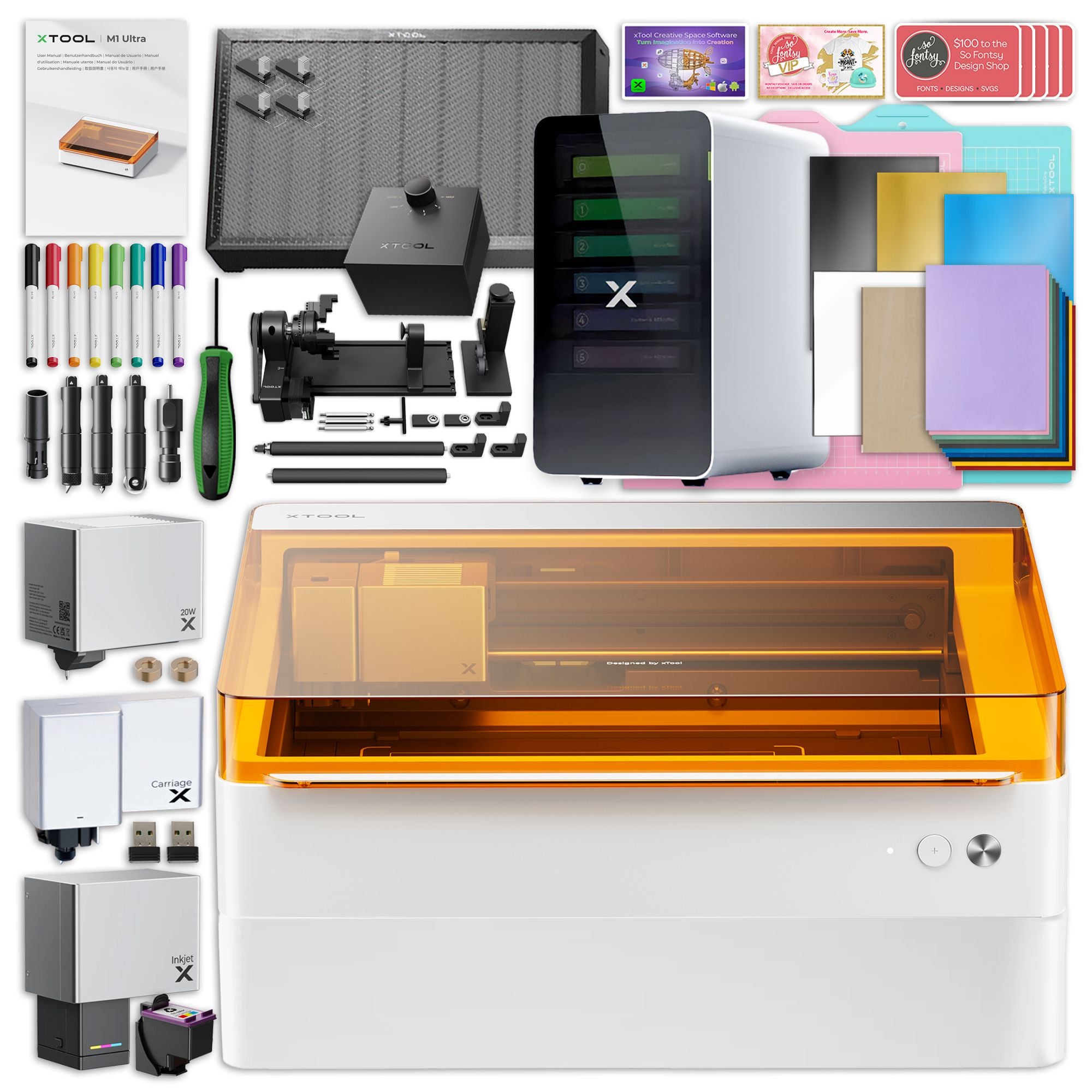 xTool M1 ULTRA 20W 4-in-1 Laser Cutter & Engraver Deluxe Bundle w/ AP2 Filter Laser Engraver xTool 