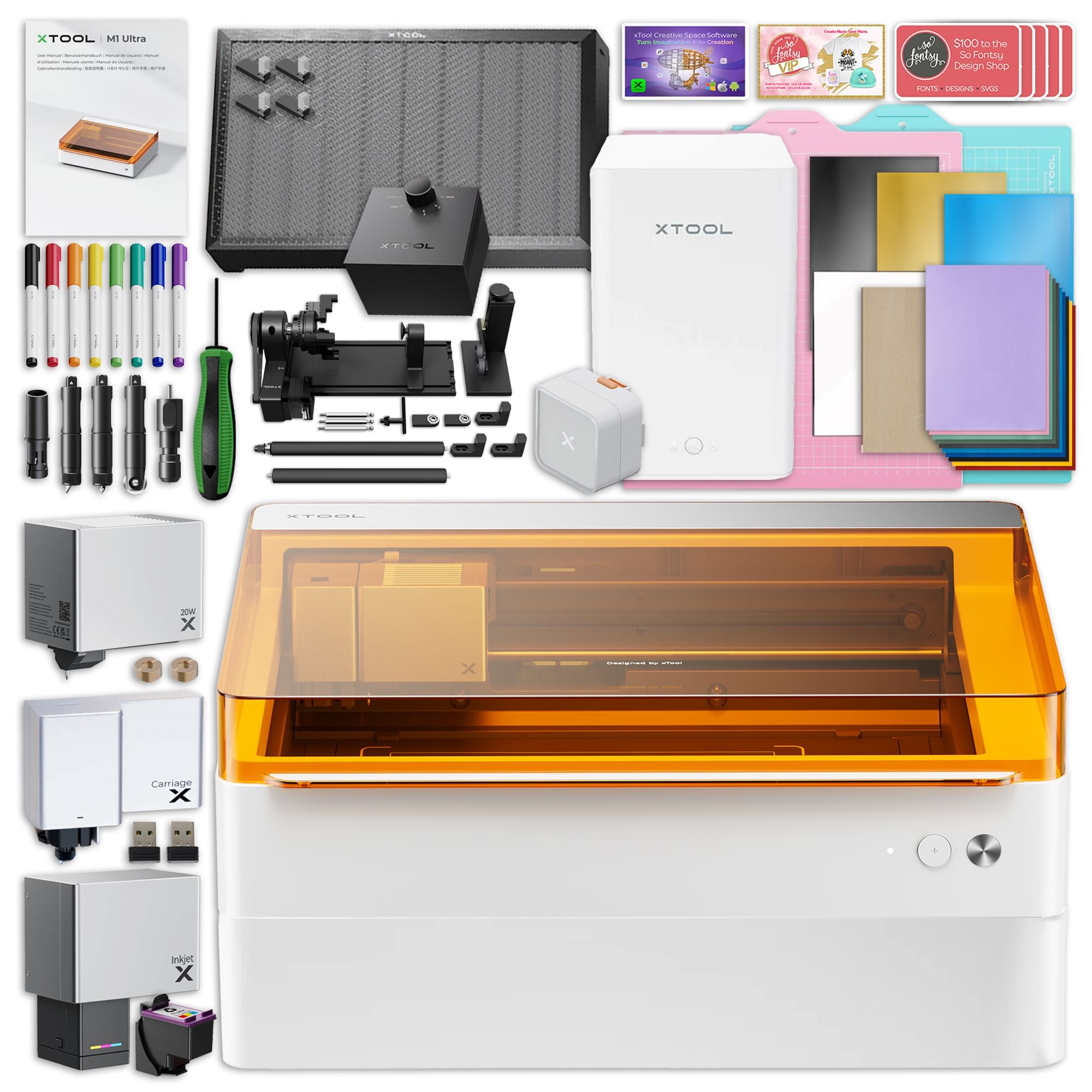 xTool M1 ULTRA 20W 4-in-1 Laser Cutter & Engraver Deluxe Bundle with Air Filter Laser Engraver xTool 