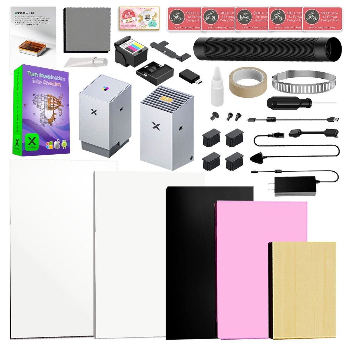 xTool M2 Color Craft Laser with CMYK Inkjet Module, Deluxe Blanks &amp; Air Filter 20W Laser Swing Design 4