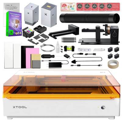 xTool M2 Color Craft Laser with CMYK Inkjet Module, Rotary Tool, Deluxe Blanks Kit - Swing Design