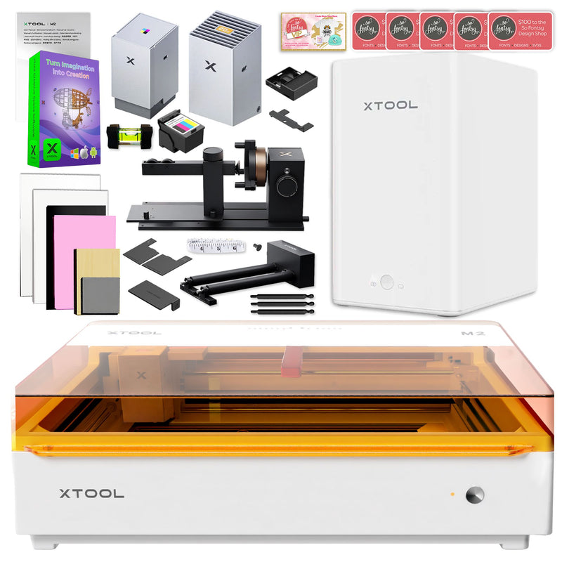 xTool M2 Laser with CMYK Inkjet Module, Rotary Tool, Deluxe Blanks & Air Filter Laser Engraver xTool 20W Laser 