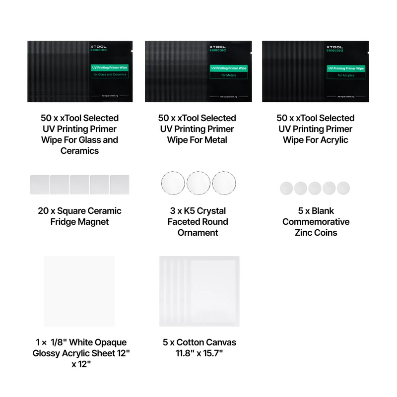 xTool UV-Printable Materials Package for O1 Omni Printer, UV + DT Kit