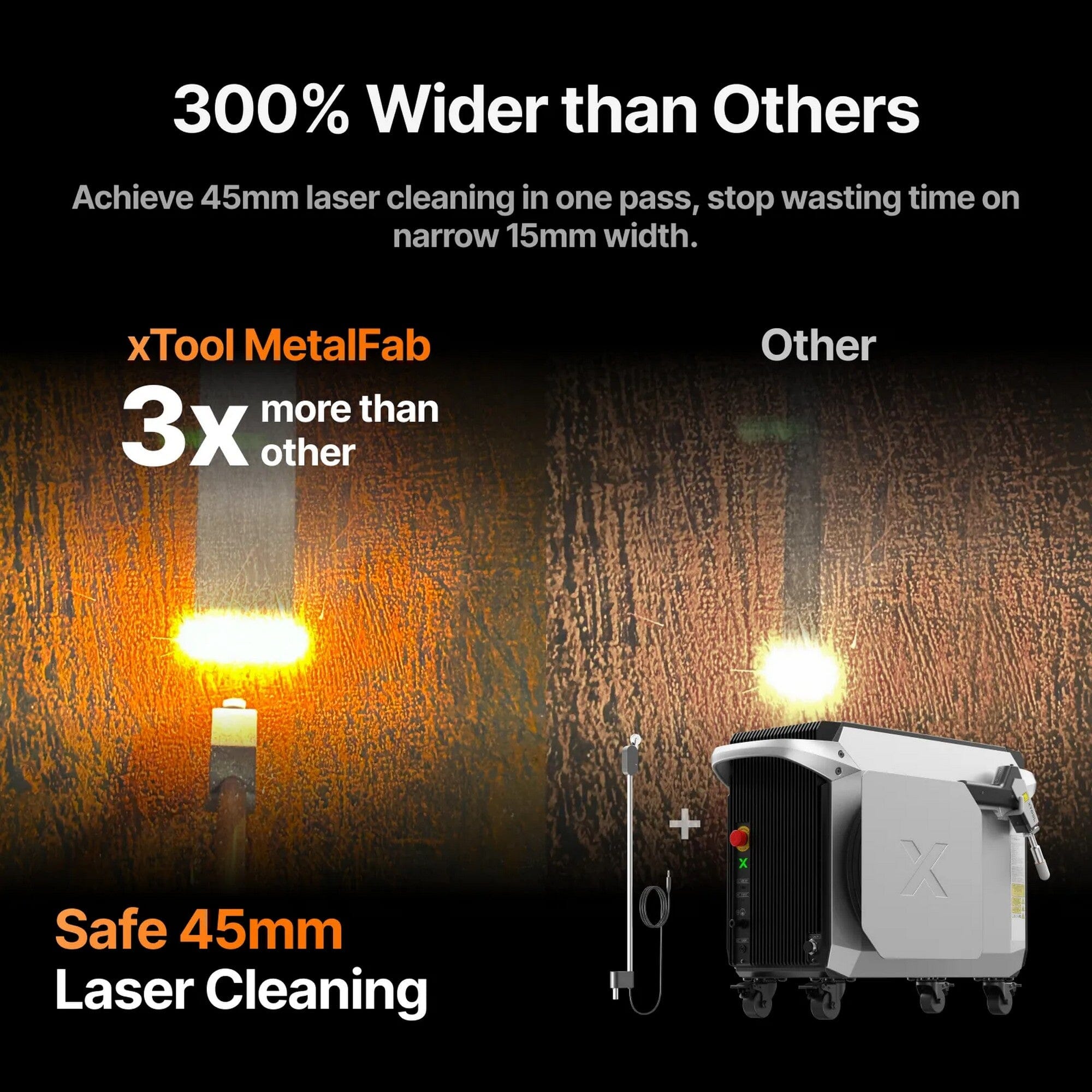 xTool MetalFab MaxClean 45mm Laser Cleaning Attachment | Swing Design