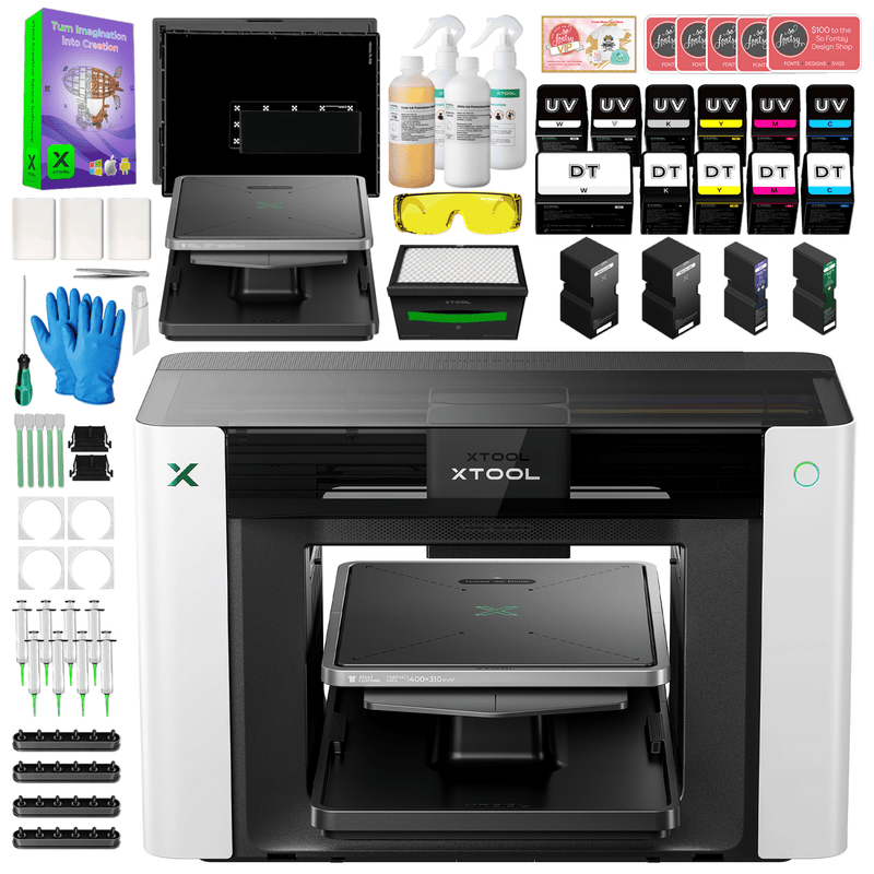 xTool O1 Omni UV + DT Fabric Printer Bundle with Rotary Attachment Swing Design 4
