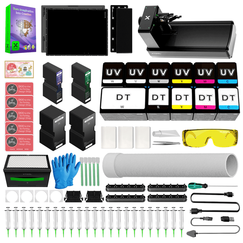 xTool O1 Omni UV + DT Fabric Printer Bundle with Rotary Attachment Swing Design 3