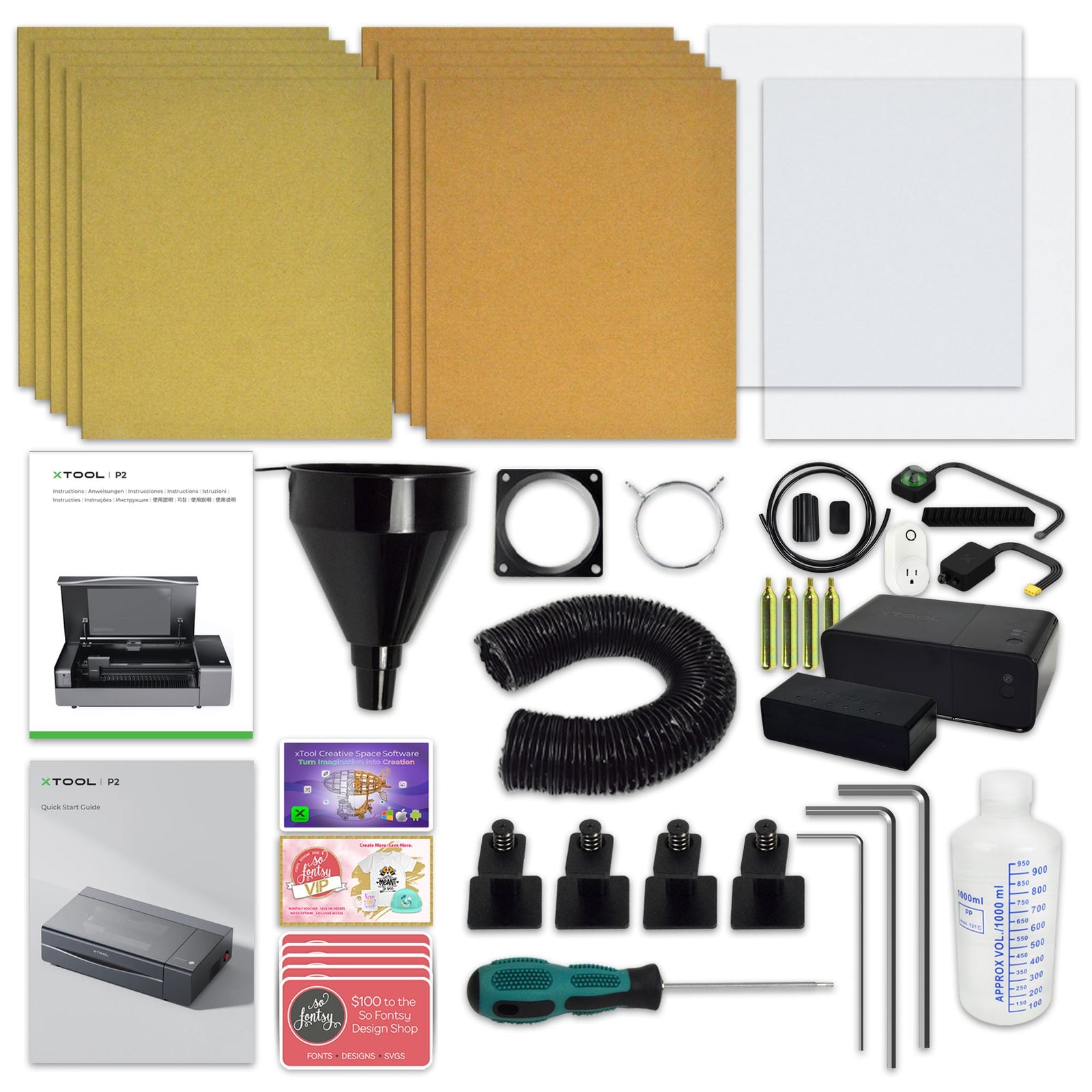 xTool P2 55W CO2 Laser Cutter & F1 Portable Laser Engraver Bundle - White Laser Engraver xTool 