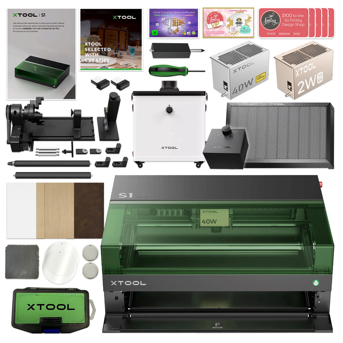 Xtool Designs XTool S1 Craft Laser Cutter & Engraver Bundles & Accessories– Swing Design