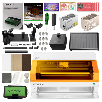 xTool S1 Laser Cutter & Engraver Bundle w/ IR Laser Engraving Kit - White Laser Engraver xTool 20W Diode Laser 
