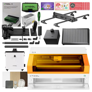 xTool S1 Laser Cutter & Engraver Bundle w/ Rotary, Rail, Riser, Filter - White Laser Engraver xTool 20W Diode Laser 